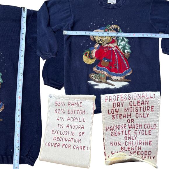 Susan Bristol 1994 Winter Holiday Teddy Bear Sweater Sz L - Picture 3 of 5